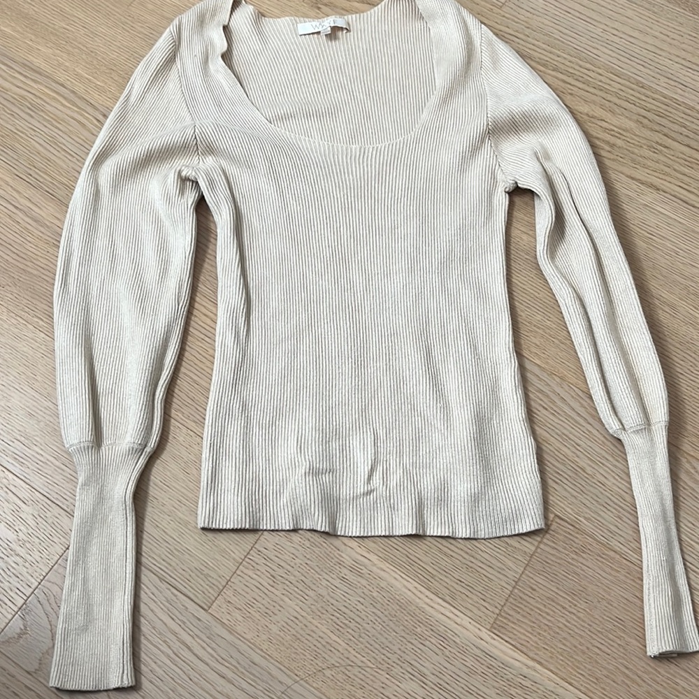 WAYF square neck ribbed sweater in vanilla in XS